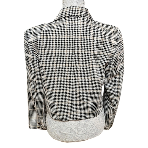 Weinberg Paris Houndstooth Tartan Plaid Single Button Short Blazer Size Medium - Picture 4 of 12